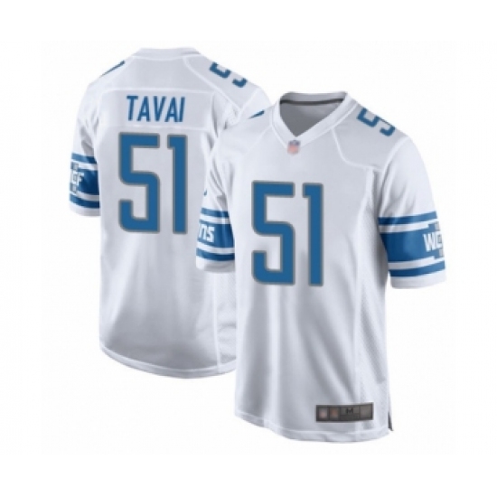 Men's Detroit Lions 51 Jahlani Tavai Game White Football Jersey