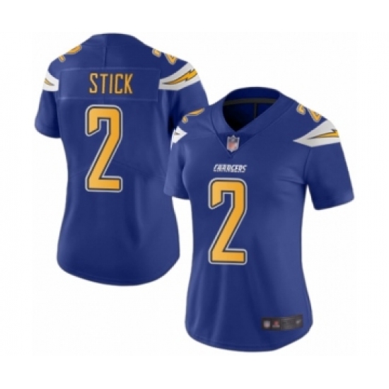 Women's Los Angeles Chargers 2 Easton Stick Limited Electric Blue Rush Vapor Untouchable Football Jersey