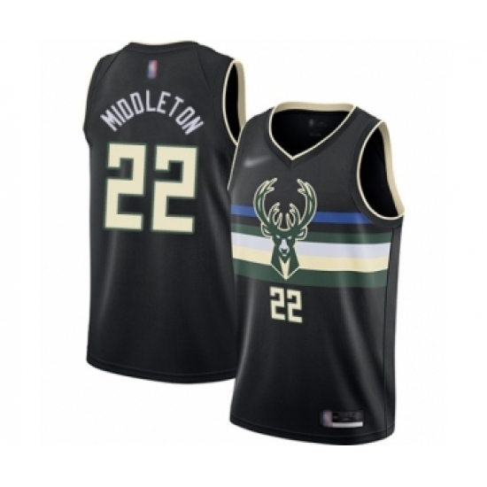 Women's Milwaukee Bucks 22 Khris Middleton Swingman Black Finished Basketball Jersey - Statement Edition