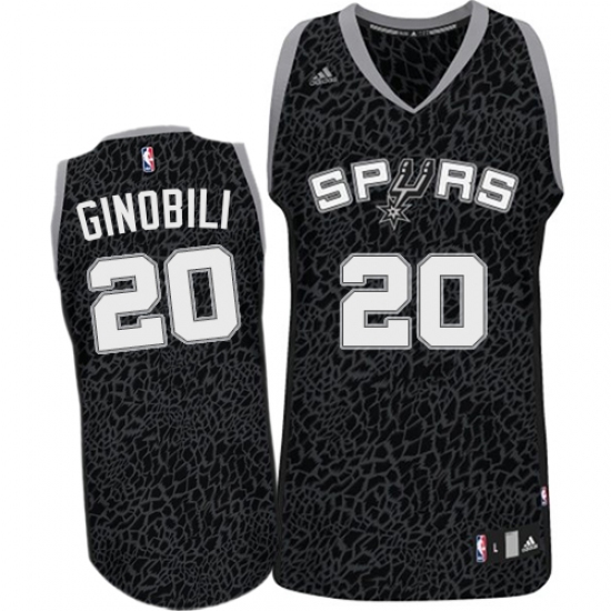 Men's Adidas San Antonio Spurs 20 Manu Ginobili Swingman Black Crazy Light NBA Jersey