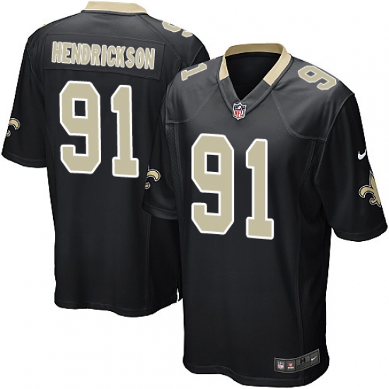 Men's Nike New Orleans Saints 91 Trey Hendrickson Game Black Team Color NFL Jersey