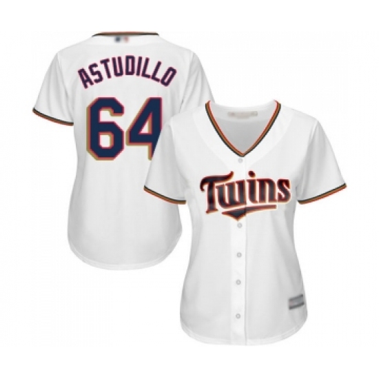 Women's Minnesota Twins 64 Willians Astudillo Replica White Home Cool Base Baseball Jersey