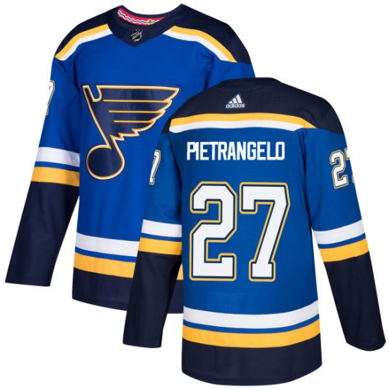 Youth Adidas St. Louis Blues 27 Alex Pietrangelo Authentic Royal Blue Home NHL Jersey