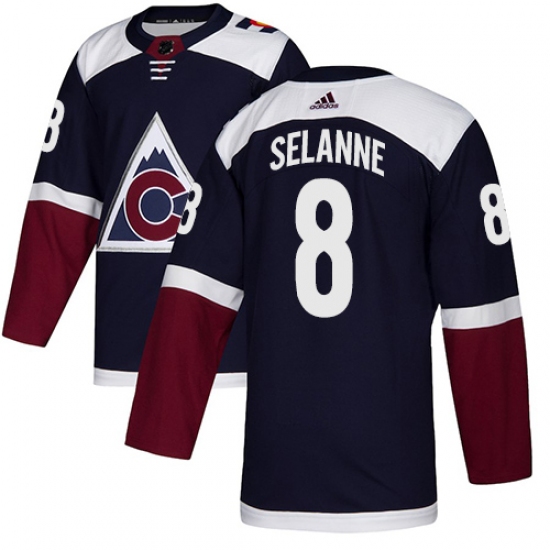 Youth Adidas Colorado Avalanche 8 Teemu Selanne Authentic Navy Blue Alternate NHL Jersey