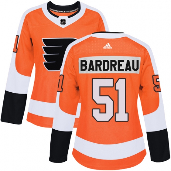 Women's Adidas Philadelphia Flyers 51 Cole Bardreau Authentic Orange Home NHL Jersey