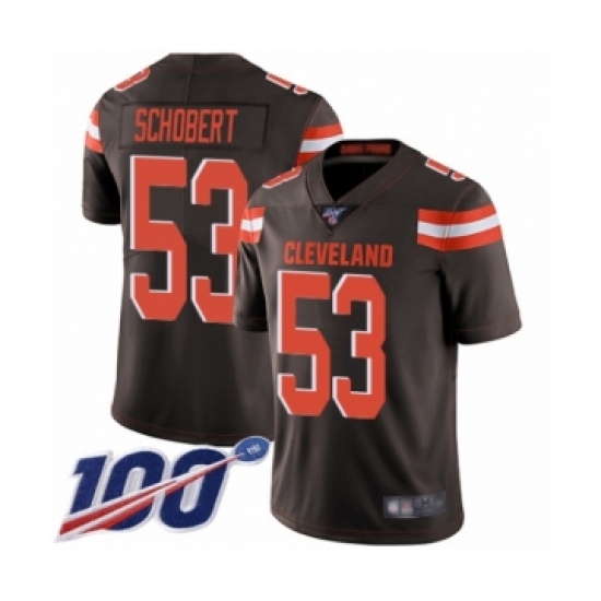Men's Cleveland Browns 53 Joe Schobert Brown Team Color Vapor Untouchable Limited Player 100th Season Football Jersey