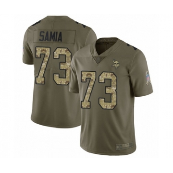 Youth Minnesota Vikings 73 Dru Samia Limited Olive Camo 2017 Salute to Service Football Jersey