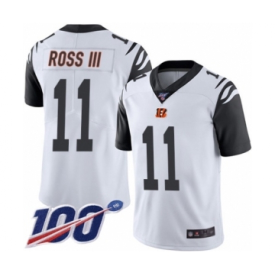 Men's Cincinnati Bengals 11 John Ross Limited White Rush Vapor Untouchable 100th Season Football Jersey