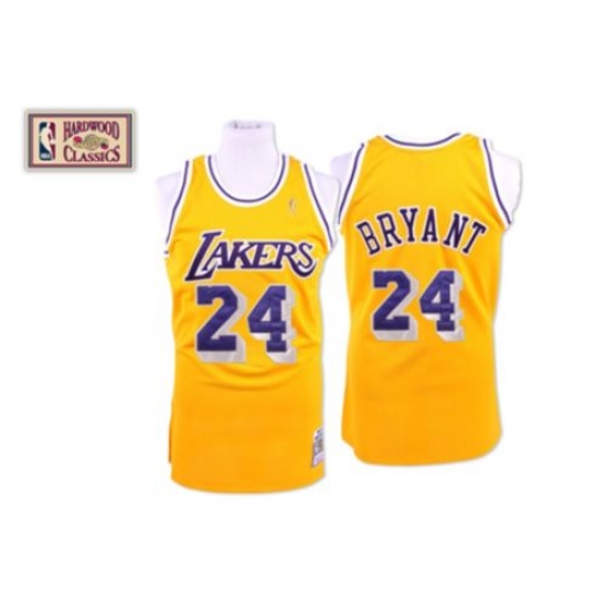 Men's Mitchell and Ness Los Angeles Lakers 24 Kobe Bryant Authentic Gold Throwback NBA Jersey