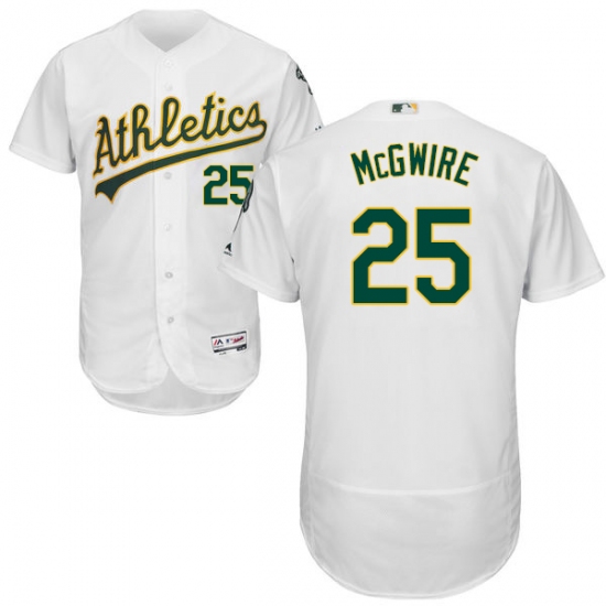 Men's Majestic Oakland Athletics 25 Mark McGwire White Home Flex Base Authentic Collection MLB Jersey