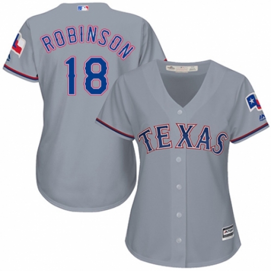 Women's Majestic Texas Rangers 18 Drew Robinson Authentic Grey Road Cool Base MLB Jersey