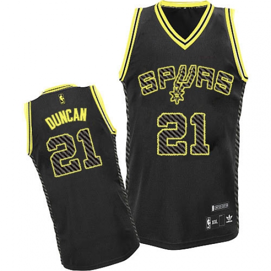 Men's Adidas San Antonio Spurs 21 Tim Duncan Authentic Black Electricity Fashion NBA Jersey