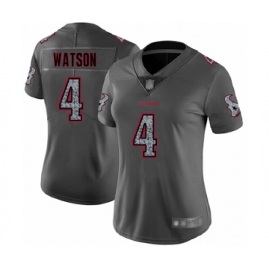 Women's Houston Texans 4 Deshaun Watson Limited Gray Static Fashion Football Jersey