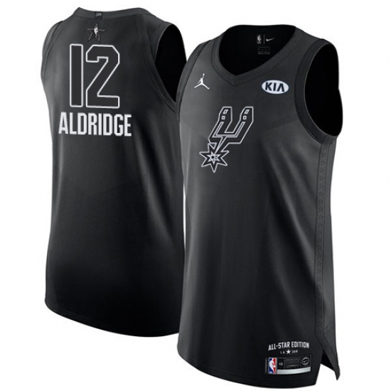 Men's Nike Jordan San Antonio Spurs 12 LaMarcus Aldridge Authentic Black 2018 All-Star Game NBA Jersey