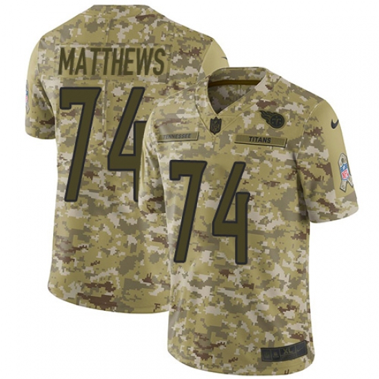 Men's Nike Tennessee Titans 74 Bruce Matthews Limited Camo 2018 Salute to Service NFL Jersey