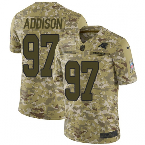 Youth Nike Carolina Panthers 97 Mario Addison Limited Camo 2018 Salute to Service NFL Jersey