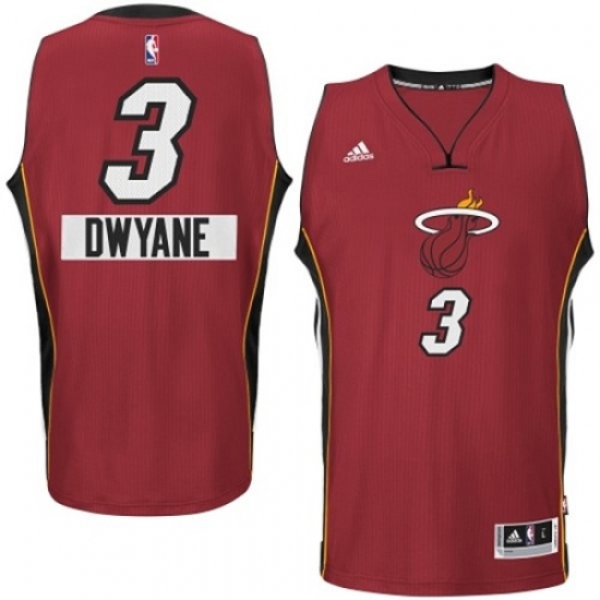 Men's Adidas Miami Heat 3 Dwyane Wade Swingman Red 2014-15 Christmas Day NBA Jersey