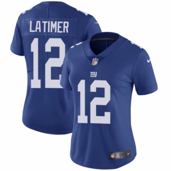 Women's Nike New York Giants 12 Cody Latimer Royal Blue Team Color Vapor Untouchable Limited Player NFL Jersey