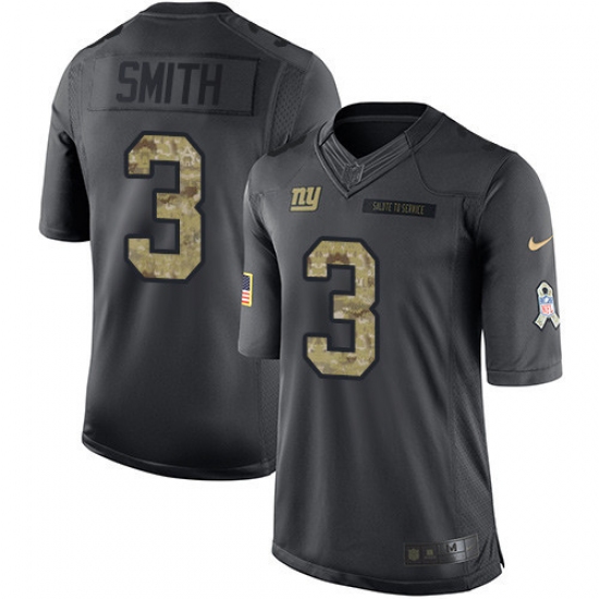 Youth Nike New York Giants 3 Geno Smith Limited Black 2016 Salute to Service NFL Jersey