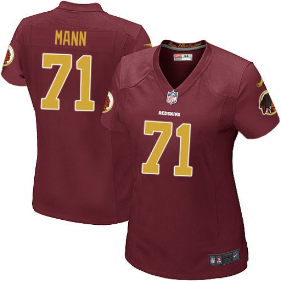 Women's Nike Washington Redskins 71 Charles Mann Game Burgundy Red/Gold Number Alternate 80TH Anniversary NFL Jersey