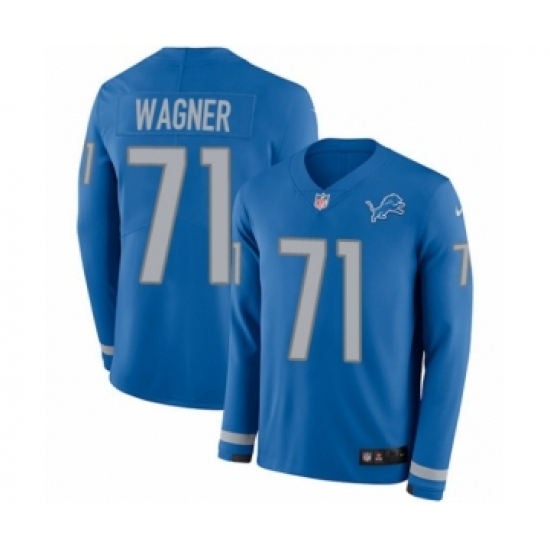 Youth Nike Detroit Lions 71 Ricky Wagner Limited Blue Therma Long Sleeve NFL Jersey