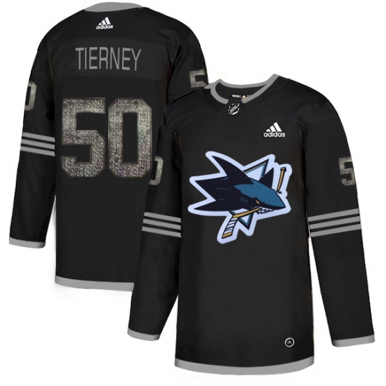 Men's Adidas San Jose Sharks 50 Chris Tierney Black Authentic Classic Stitched NHL Jersey