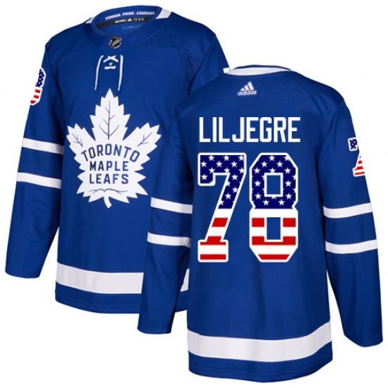 Youth Adidas Toronto Maple Leafs 78 Timothy Liljegren Authentic Royal Blue USA Flag Fashion NHL Jersey