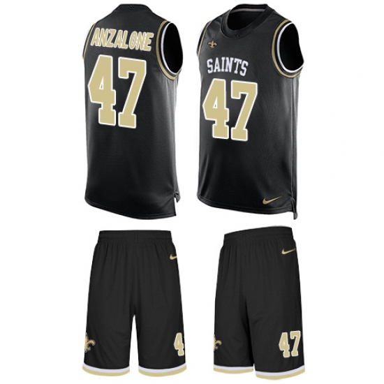 Men's Nike New Orleans Saints 47 Alex Anzalone Limited Black Tank Top Suit NFL Jersey