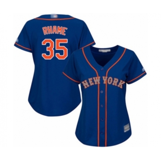 Women's New York Mets 35 Jacob Rhame Authentic Royal Blue Alternate Road Cool Base Baseball Player Jersey