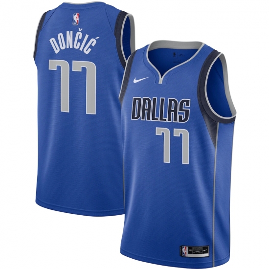 Men's Dallas Mavericks 77 Luka Doncic Nike Royal 2020-21 Swingman Jersey