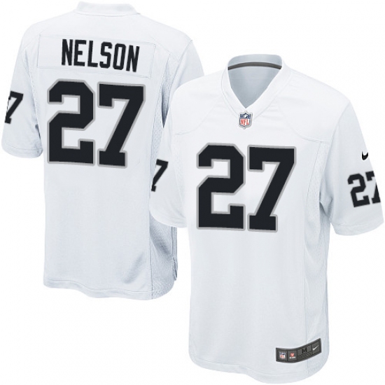 Men's Nike Oakland Raiders 27 Reggie Nelson Game White NFL Jersey