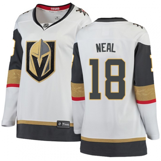 Women's Vegas Golden Knights 18 James Neal Authentic White Away Fanatics Branded Breakaway NHL Jersey