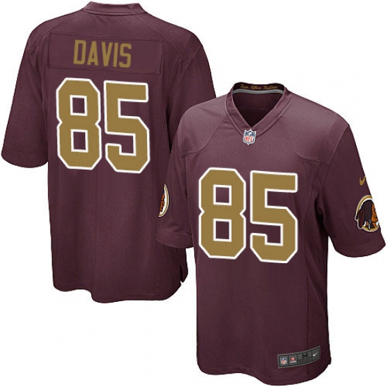 Men's Nike Washington Redskins 85 Vernon Davis Game Burgundy Red/Gold Number Alternate 80TH Anniversary NFL Jersey