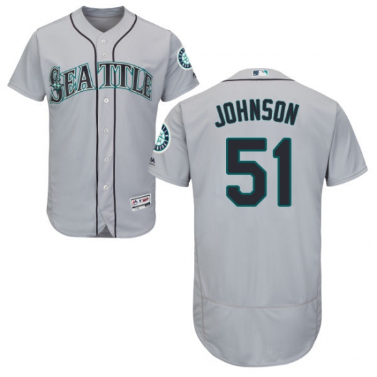 Men's Majestic Seattle Mariners 51 Randy Johnson Grey Road Flex Base Authentic Collection MLB Jersey