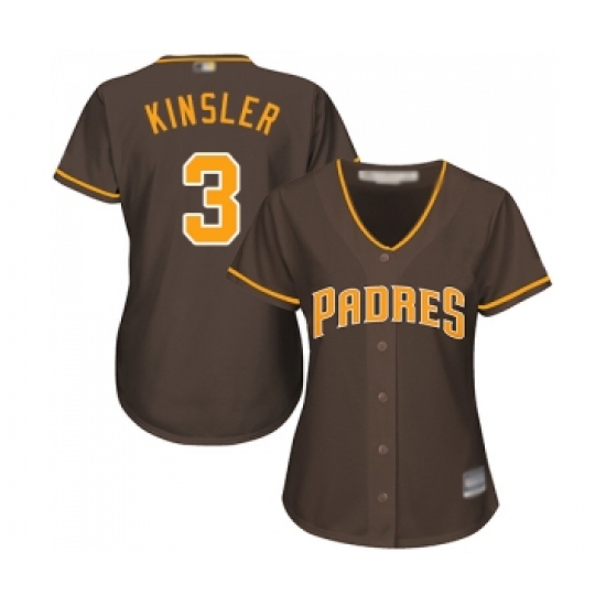 Women's San Diego Padres 3 Ian Kinsler Replica Brown Alternate Cool Base Baseball Jersey