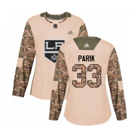 Women's Los Angeles Kings 33 Lukas Parik Authentic Camo Veterans Day Practice Hockey Jersey