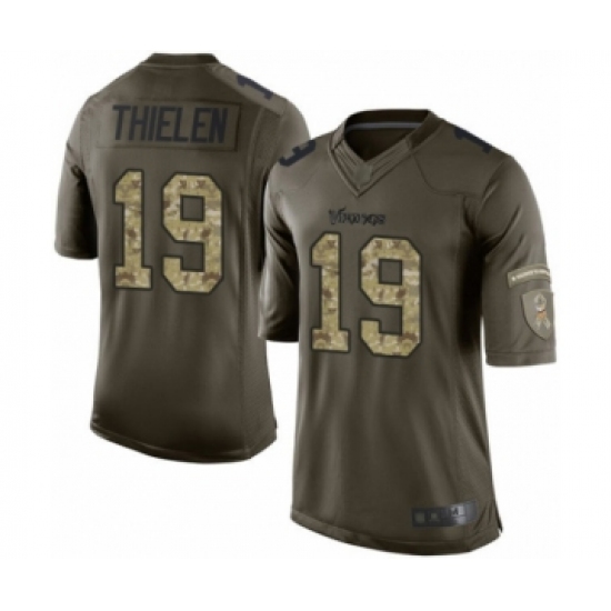 Youth Minnesota Vikings 19 Adam Thielen Limited Green Salute to Service Football Jersey