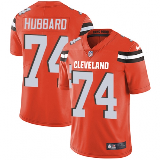 Men's Nike Cleveland Browns 74 Chris Hubbard Orange Alternate Vapor Untouchable Limited Player NFL Jersey