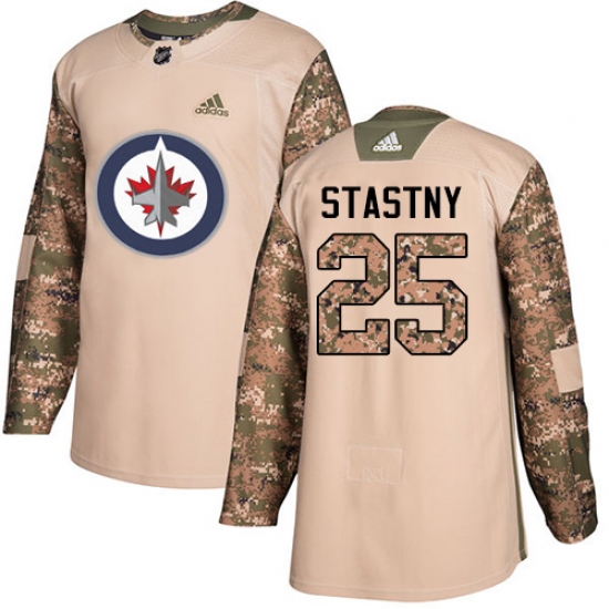 Youth Adidas Winnipeg Jets 25 Paul Stastny Authentic Camo Veterans Day Practice NHL Jersey