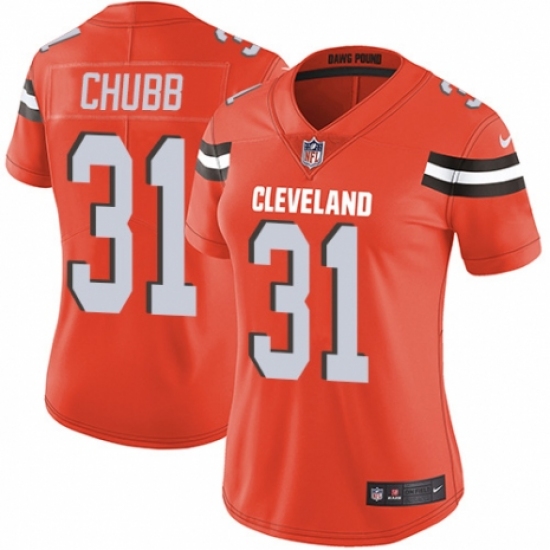 Women's Nike Cleveland Browns 31 Nick Chubb Orange Alternate Vapor Untouchable Limited Player NFL Jersey