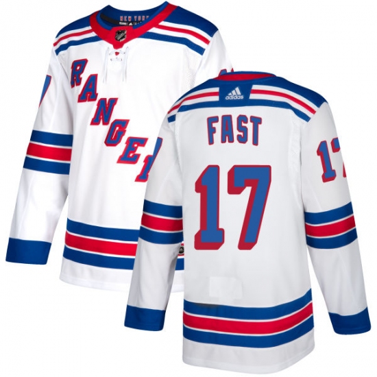 Youth Adidas New York Rangers 17 Jesper Fast Authentic White Away NHL Jersey