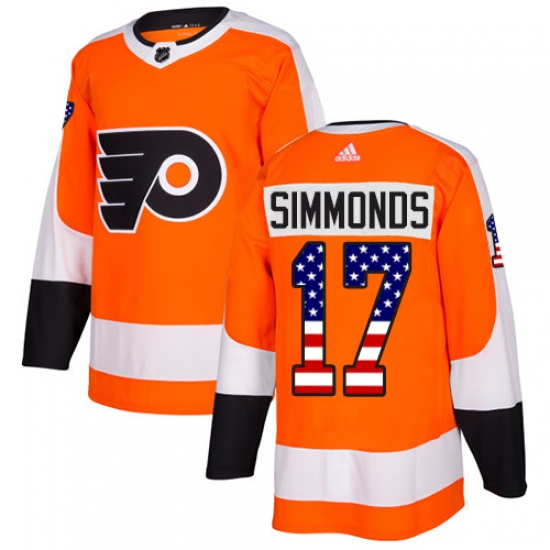 Men's Adidas Philadelphia Flyers 17 Wayne Simmonds Authentic Orange USA Flag Fashion NHL Jersey