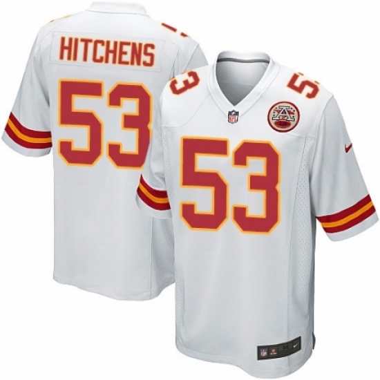 Men's Nike Kansas City Chiefs 53 Anthony Hitchens Game White NFL Jersey