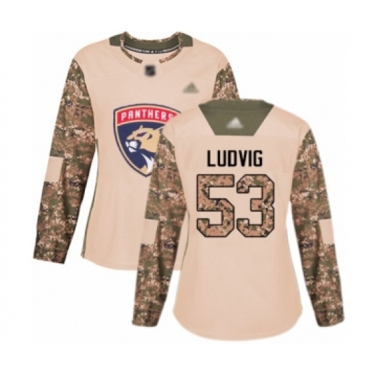 Women's Florida Panthers 53 John Ludvig Authentic Camo Veterans Day Practice Hockey Jersey