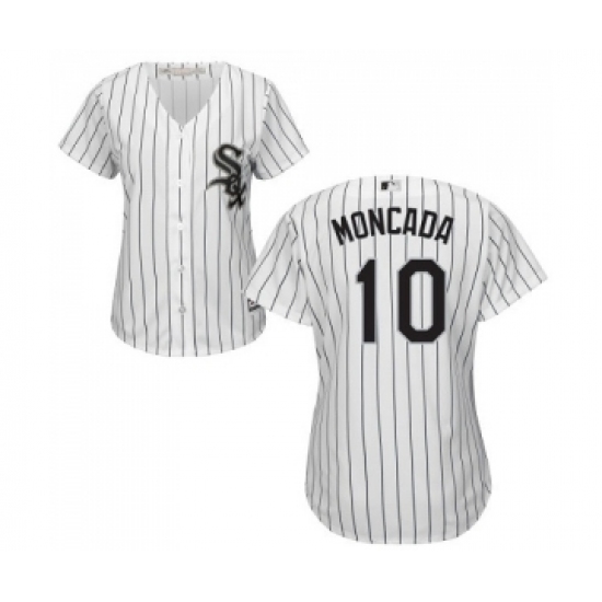 Women's Majestic Chicago White Sox 10 Yoan Moncada Replica White Home Cool Base MLB Jerseys