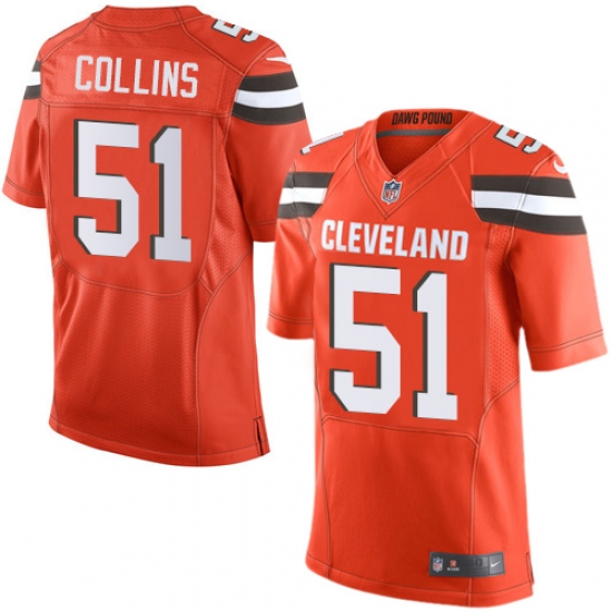 Men's Nike Cleveland Browns 51 Jamie Collins Elite Orange Alternate NFL Jersey