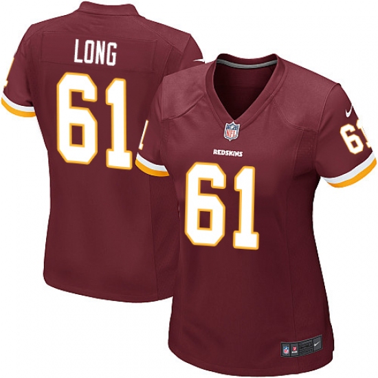 Women's Nike Washington Redskins 61 Spencer Long Game Burgundy Red Team Color NFL Jersey