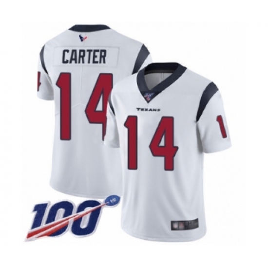 Youth Houston Texans 14 DeAndre Carter White Vapor Untouchable Limited Player 100th Season Football Jersey