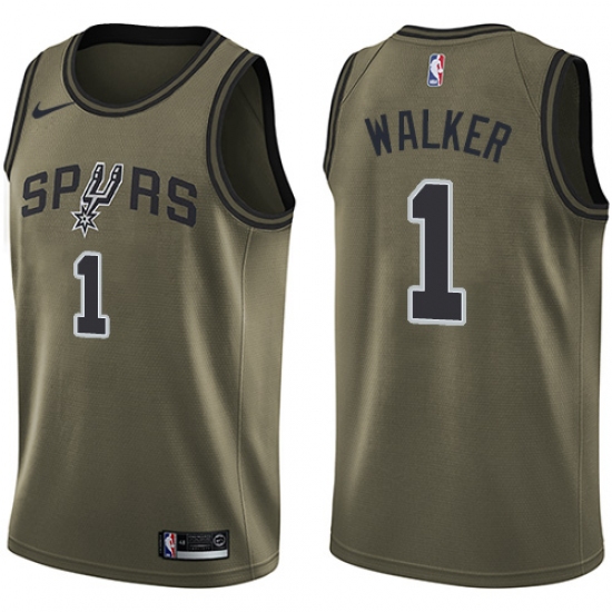 Men's Nike San Antonio Spurs 1 Lonnie Walker Swingman Green Salute to Service NBA Jersey