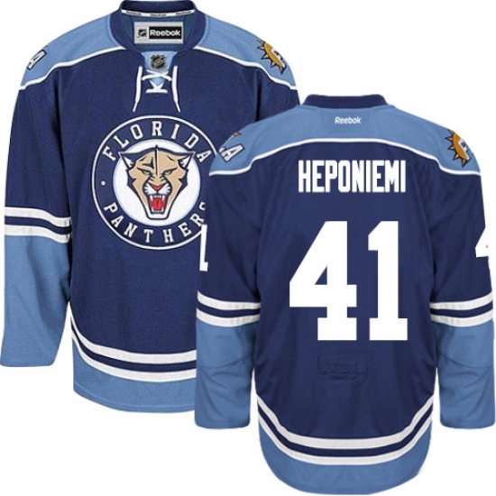 Men's Reebok Florida Panthers 41 Aleksi Heponiemi Authentic Navy Blue Third NHL Jersey